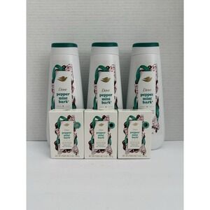 3 Dove Body Wash & 3 Dove Bar Soap- Peppermint Bark Limited Edition